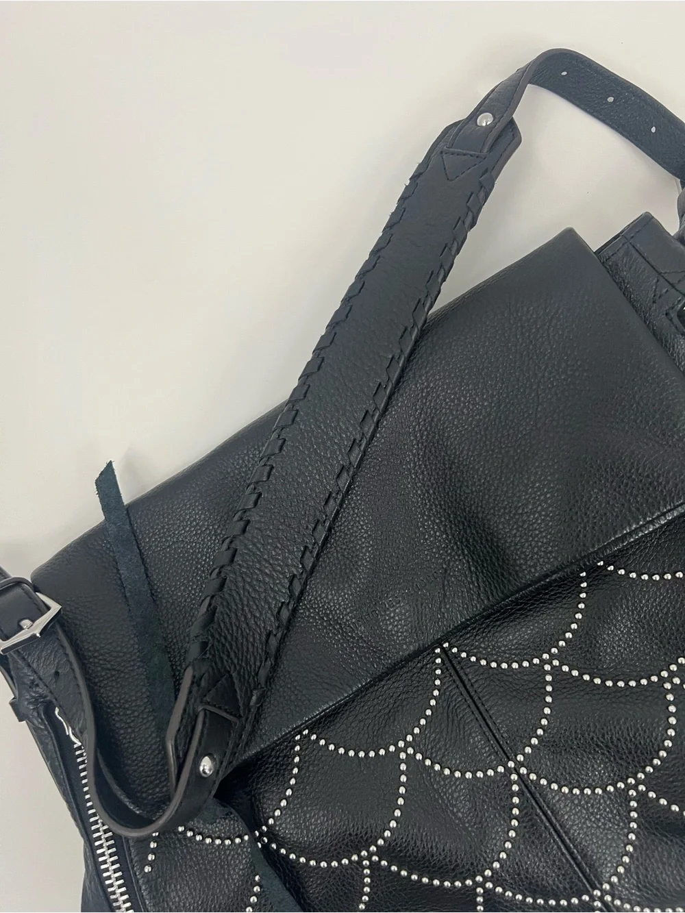 Aimee Kestenberg Bali Black Stud-Accent Hobo Bag